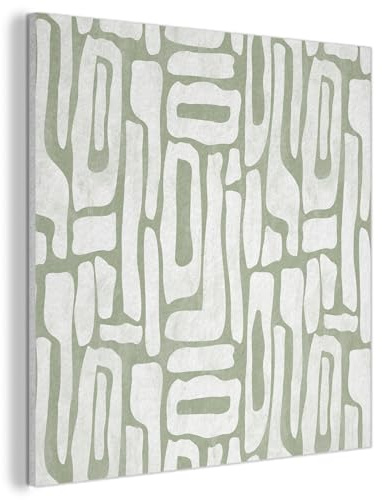 MuchoWow© Akustikpaneele 40x40 cm Filz Deko Schlafzimmer Aesthetic Wandpaneele Wohnzimmer Schallpaneel Design Geschenk Living Room Decoration Grün - Weiß - Gewunden