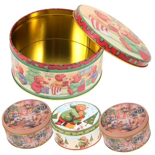 LOLIPPYY 4piezas Caja Para Navidad Redonda Tapa Para Dulces y Pastelería Decoración Festiva Para Mesa Navideña y Fiestas Infantiles