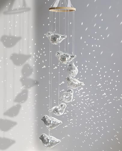 AceList Hanging Disco Ball Decor Bird – 35 Inch Handmade Sun Catcher Mobile, Mirror Disco Ball Decorations, Unique Sparkle Home for Window, Bedroom, Gift or Christmas