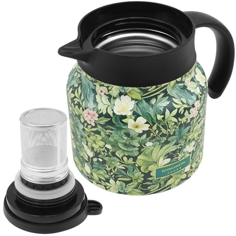 BAODBF Termo con colador de té, tetera térmica de 800 ml, aislamiento multicapa, acero inoxidable, bien sellada, para café, té y leche (verde)