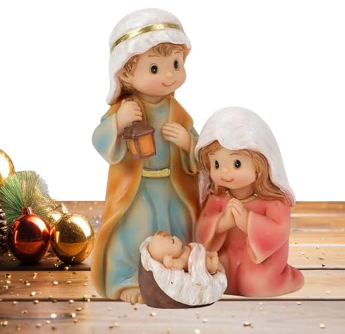 Generisk krubbfigurer – harts jul skrivbord figur dekoration – krubbscen skulptur dekoration – för bokhylla fönsterbräda sängsida soffbord skrivbord vardagsrum hemmakontor