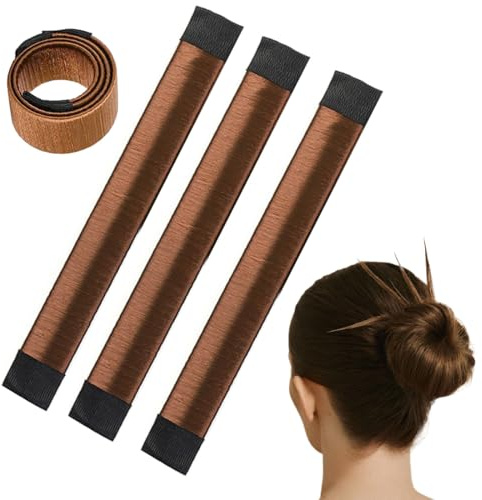 EJRUP 3er Pack Magic Hair Dutt Maker French Twist Hair,Original Dutt Maker Haarteil,Dutt Twister Haarschmuck Frisurenhilfe,für Lange und Kurze Haare,Braun Donut Hair Bun Maker