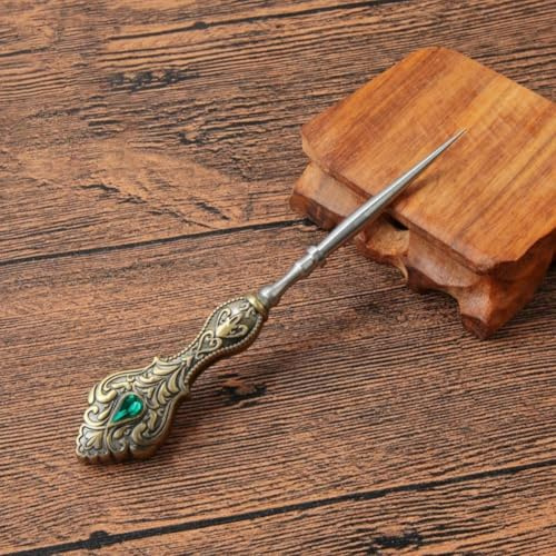 Punteruolo da cucito vintage approvato in acciaio inox, strumento perfetto per ricamo e punto croce (bronzo)