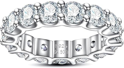 aomoso Bague pour Dames - Bague en Moissanite - avec GRA Certificat, Argent pur 925,Couleur D, Grade VVS1 Moissanite,Alliance Empilable,Convient pour: Date/Tous les Jours/Mariage/Anniversaire