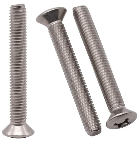 Tornillos Phillips de cabeza ovalada de 5/16-18 x 3 pulgadas (paquete de 10), acero inoxidable 304 18-8, tornillos de cabeza avellanada elevada para proyectos de alta resistencia