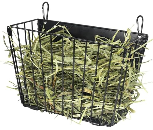 Kanin hömatare, vikbara mellanmålsförvaring med lådkrok, metallram höhållare för kaniner, för djur husdjurshus bur väggmatning