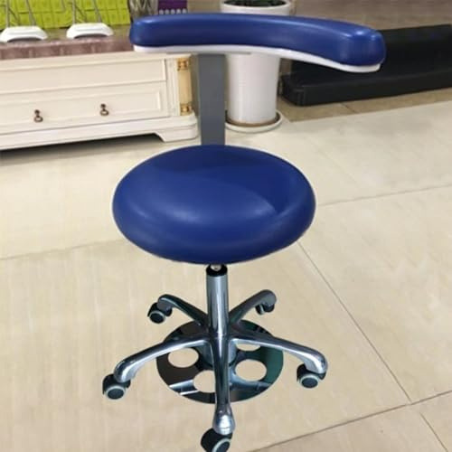 Silla de dentista, taburete de asistente dental con rotación de 360°, respaldo de piel sintética, altura ajustable, silla rodante