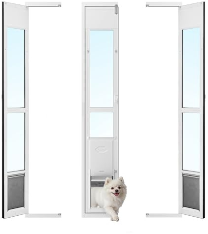 VEVOR Pannello con Sportello Cani per Porte Scorrevoli Apertura a Battente, Telaio in Lega di Alluminio con Sportello e Chiusura di Sicurezza, per Cani di Taglia Media Cortili Abitazioni Affittate