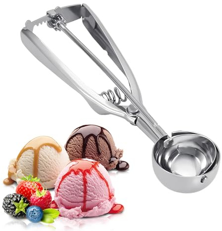 Eisportionierer Edelstahl, Eislöffel Portionierer für Eiscreme und Desserts, Eiskugelportionierer mit 40 mm Durchmesser, Vielseitiger Eisportionierer Klein für Küche und Eiscreme Geschäft