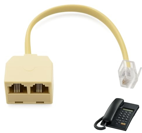 ikBrtaiay 1 cable RJ11, adaptador RJ11, divisor de teléfono con cable, macho a 2 hembras, 6P4C/6P2C, para teléfono y fax, extensión corta