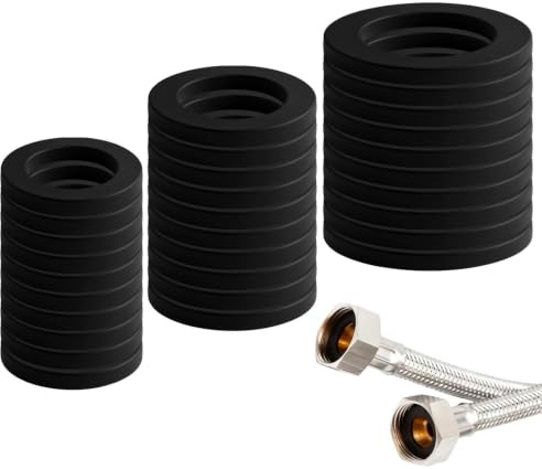TIANLIN 30 Piezas Juntas Planas Goma – 1/2 3/4 1 Pulgada | Juntas Planas de Goma para Grifos, Ducha, Lavabo, Bomba Piscina, Manguera Jardín – Estanqueidad Duradera, Cambio Fácil