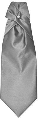 Remo Sartori - Cravattone Plastron Cravatta Sposo Cerimonia in Seta Tinta Unita, Made in Italy, Uomo (Grigio)