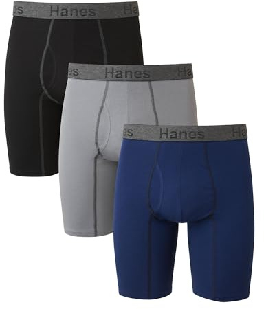Hanes Comfort Flex Fit Boxershorts i ultramjuk stretch, långa ben och vanliga ben, 3-pack, S
