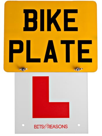 BITS4REASONS New Professional Grade Rear Easy Fit And Remove Single Rigid Solid L Plate 1.5mm Polycarbonate - Single Plate - Fits Motorbike Plates And Mudguards Complete With Tool Free Fixings