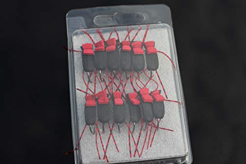 Tigofly 12 Stück/Packung Trockene Fliegen Terrestrische Insekten Käfer Fliegen Fliegenfischen Köder Größe 4# (rot)