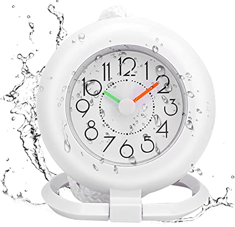 Badezimmeruhr, Duschuhr Badezimmer Uhr Klein Wasserdicht Dusche Timer Wecker Digitaluhr Badezimmer Küche Wanduhr (weiß)