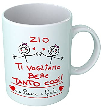 Overthetee Tazza Zio Personalizzata con Nomi Ti Vogliamo Bene Tanto Così Zio, Tazza Femminucce in Ceramica 330 ml Idea Regalo
