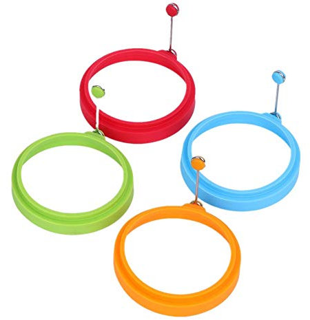 KANKOO Cosas para La Cocina Huevos Poche Silicona Utensilios y Herramientas de Cocina Molde de Silicona De Molde Huevo freír Pan Random Color,A 4PCS
