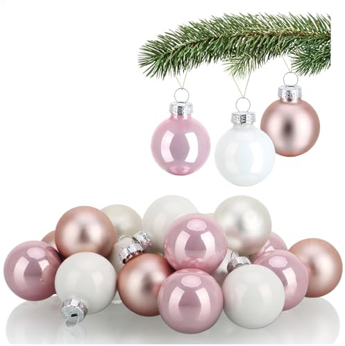 COM-FOUR® 20x Mini-Christbaumkugeln aus Glas, kleine Weihnachtskugeln | Baumschmuck für den Weihnachtsbaum - Ø 3 cm