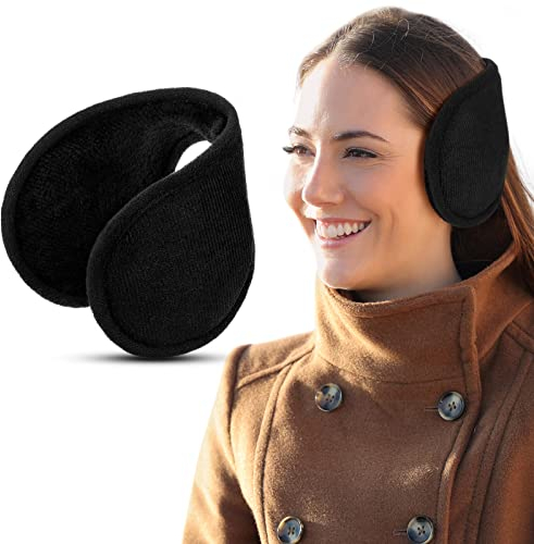 Geyoga Ear Muffs Fleece Ear Warmers for Women Unisex Warm Sleeping Ear Muffs Outdoor Running Ear Warmer Plush Ear Covers for Winter (biack)