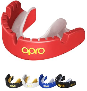 OPRO Mundschutz für feste Zahnspangen – Gold-Level Zahnschutz für Boxen, Kampfsport, MMA, Erwachsene & Kinder (Alter 10+) – Selbstanpassende Schiene – Premium Passform – Mit zahnärztlicher Garantie