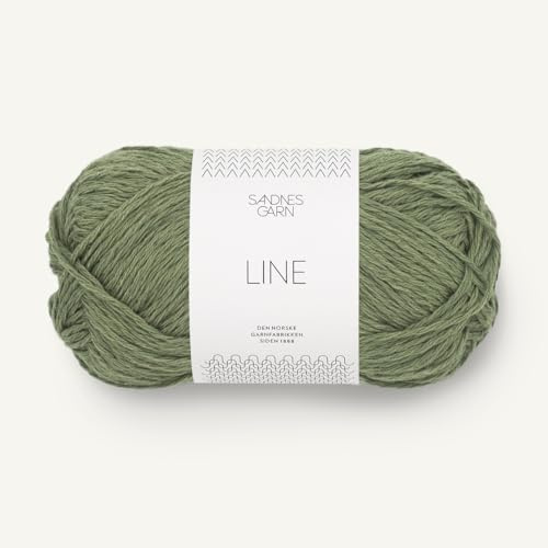 Sandnes Garn Line col. 9062 olivengronn ca.110 m 50 g