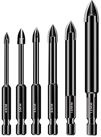 Towwoo Set di Punte per Trapano in Vetro, 6 Pezzi 4/5/6/8/10/12mm di Punte Trapano Porcellanato Esagonale per Ceramica Vetro Porcellana Piastrelle Marmo