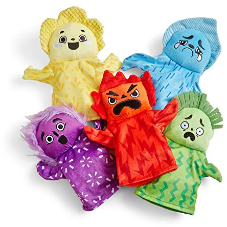 Set di Pupazzi da Mano Feelings Family di Learning Resources, Pupazzi da Mano per Bambini, Impara i Sentimenti, Pupazzi da Mano delle 5 Emozioni, Felicità, tristezza, Sorpresa, Rabbia e Paura