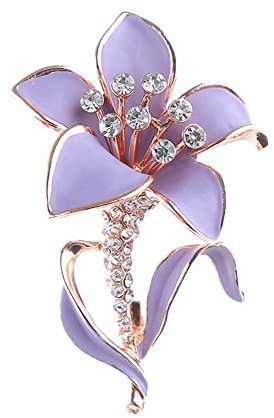 Kofot Purple Flower Enamel Pin Crystal Rhinestone Flower Brooch Women Wedding Party Casual Brooch Pins Jewelry Gifts