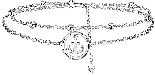 J.MUEN Ancla Pulseras Mujer Plata de Ley 925 Ajustable 17+4cm Pulsera con Regalo para Hija/Esposa/Novia.