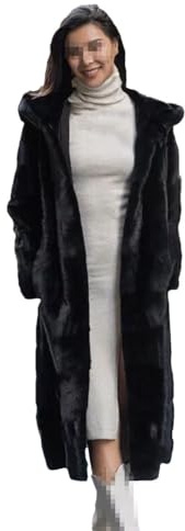 Vogrtcc Cappotto Di Pelliccia Di Visone Da Donna Lungo Con Cappuccio Caldo Inverno Moda Tasche Sottili Giacche In Pelliccia Sintetica