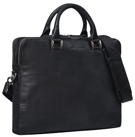 STILORD Jill Vintage Businesstasche Leder Damen Aktentasche Echtleder Laptoptasche 15,6 Zoll elegant Handtasche Laptop Tasche für Arbeit Büro Uni Farbe:sila - braun