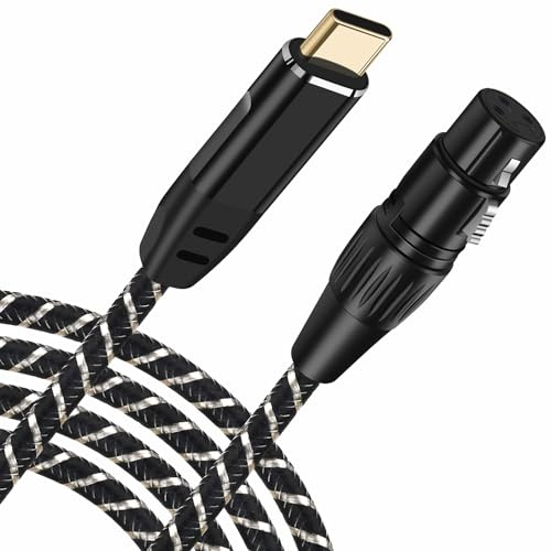 USB C to XLR Microphone Audio Cable,6M USB C to XLR Female Microphone Cable for Audio Recording, Dynamic Microphone, Compatible for iPhone 16/15/15 Pro/15 Pro Max, MacBook, plug and play