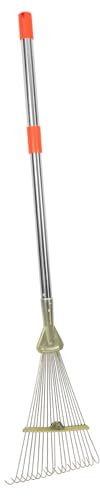 SUPVOX Rastrillo De Jardín Telescópico De 18 Dientes Acero Inoxidable, Herramienta para Hojas y Nivelar Césped, Mango Extensible 80 Cm, Uso Jardinería y Mantenimiento De Césped