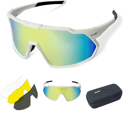 TWO-X Sportbrille Speed verspiegelt Laufbrille Fahrradbrille Rad-Sonnenbrille Half Weiss Gold