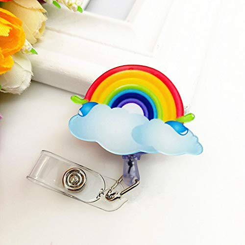 Lot de 2 enrouleurs de badge rétractables porte-badge d'identité avec clip ceinture porte-badge tendance et mignon pour carte d'accès porte-clés cordon rétractable pour filles infirmière enseignante