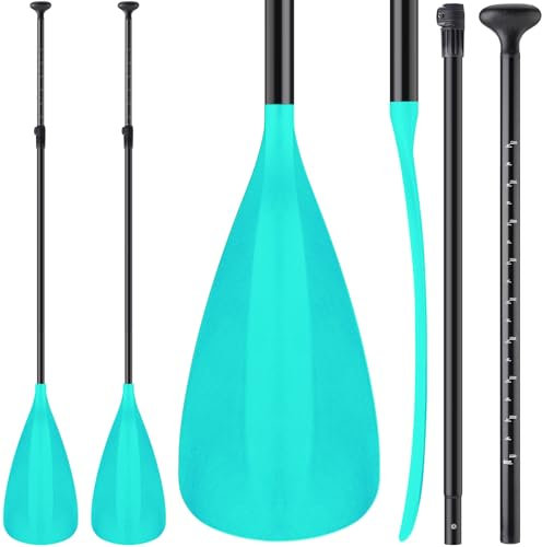 Hollowfly 2 Set of 3 Pieces Sup Paddle Board Paddle Kayak Adjustable Stand up Oar Aluminum Alloy Lightweight Replacement Paddleboard Detachable Aluminum Alloy Shaft for Surfing Fishing(Green)