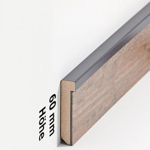 PROVISTON - Battiscopa in MDF, 13 x 60 x 2500 mm, nucleo in MDF, 12,5 m, 5 pezzi