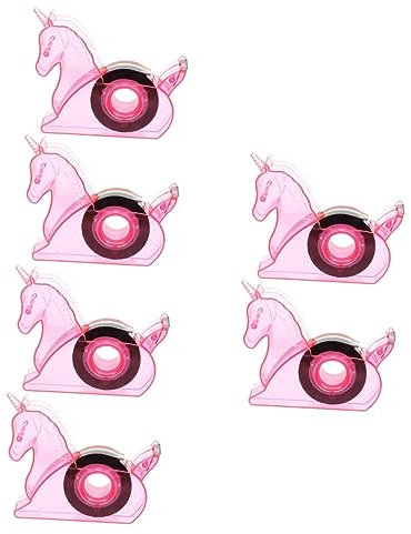 SEWACC 6 Stk Bandschneider kawaii Klebebandabroller Klebeband und Spender Bandrolle Bandspender kleiner Tape Dispenser Schreibtisch Miniband Bandhalter Klebeband mit Abroller Plastik Rosa