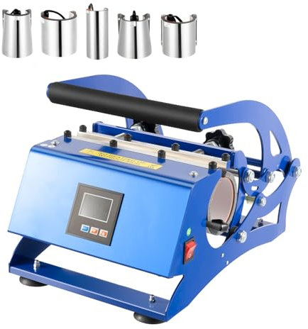 OUBUBY 500W 6 in 1 Mug Sublimationspresse 0-200 ℃ Tassenpresse Sublimationspresse Becher Hitzepresse Maschine mit 6 Untersetzer Einstellbarer Zeittemperatur Tragbare Tassenpresse Maschine