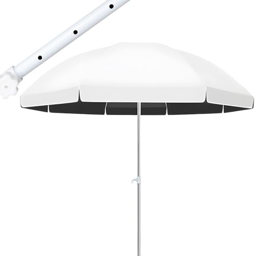 BVDHASDBT Parapluie Extérieur De Cour De Marché De Table, Grand Parapluie Excentré Rond en Aluminium Extérieur Réglable en Hauteur avec Parasol De Patio De Base, Parasol Extérieur(White,2.2M/7.2FT)
