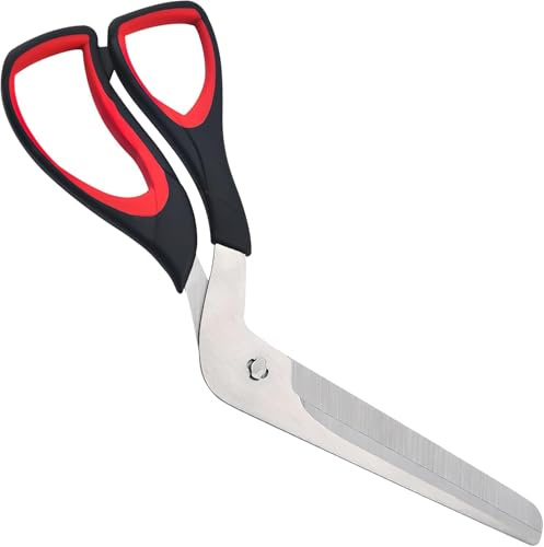 Dumhuts Tijeras Para Pizza Con Hoja Afilada De Acero Inoxidable, Mango Ergonómico Antideslizante, Herramienta De Cocina Versátil, 27 Cm, Color Negro Y Rojo