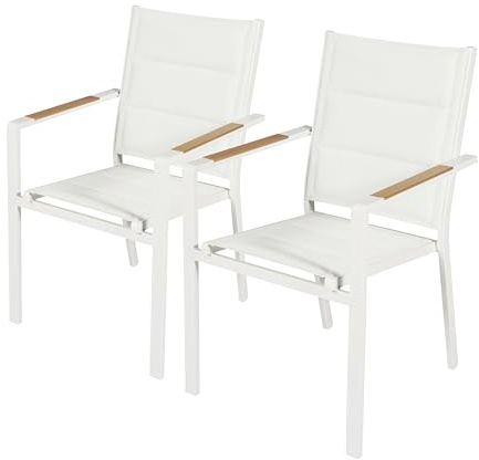 Oviala 2 Gartenstühle aus Aluminium und Textilene, Weiß