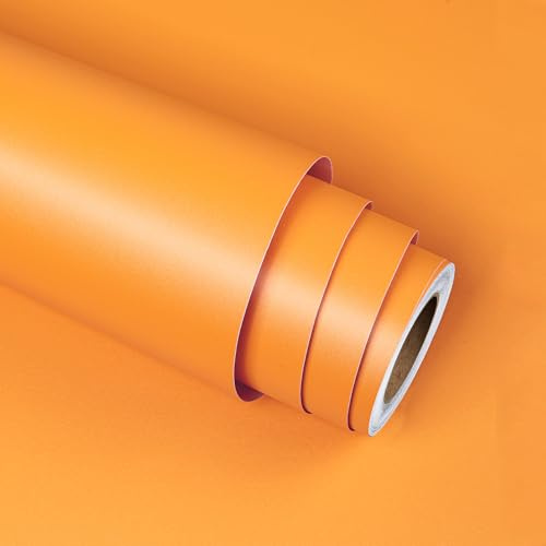 Stickyart Selbstklebende Tapete Küchenrückwand Orange 40cmX400cm Möbelfolie Selbstklebend Tapete Schlafzimmer Abziehbar Wasserdicht Für Küche Wohnzimmer Badezimmer Schlafzimmer Tapeten Vliestapete