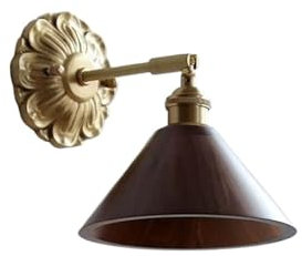 PTLYE Applique da Parete in Noce, Lampada da Parete in Rame, Lampada da Lettura sul Comodino, Lampada da Parete Vintage da Fattoria, lampade da Testata E27 (Imbuto)