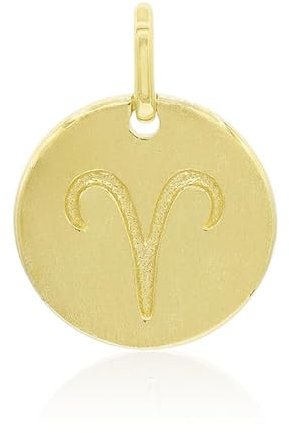 Cavill 925 Sterlingsilber Anhänger Sternzeichen Widder, vergoldet, rund 22x17 mm, moderner Gold Plattierung Schmuck für Damen und Herren, persönlicher Widder Anhänger