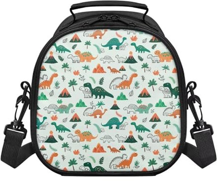 Yspwyqan Borsa termica per il pranzo per bambini, con stampa di dinosauri, lavabile, a doppio isolamento, 21 x 22 x 13,6 cm, adatta per bambini in età prescolare e elementare