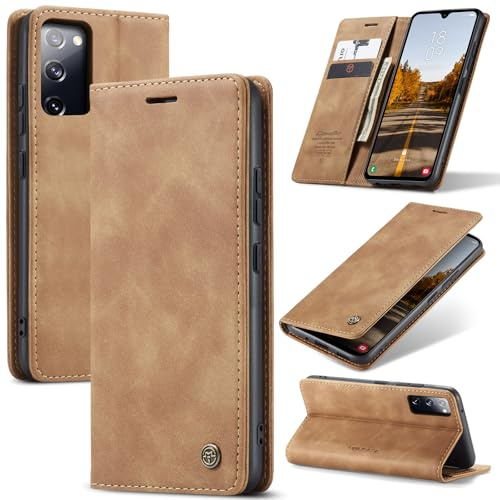 Azororo Handyhülle für Samsung Galaxy S20 FE 5G Hülle Premium Lederhülle Flip Case Magnet Tascher Kartenfach Standfunktion Klapphülle Schutzhülle für Samsung Galaxy S20 FE, Braun
