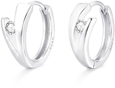Cangall Creolen Silber 925 Klein, Hypoallergen 925 Sterling Silber Twisted Creolen für Damen, Leichte Ohrringe Kreolen, Schlafen Knorpel Huggie Kreolen, Unendlich Silberohrringe Geschenk für Frauen