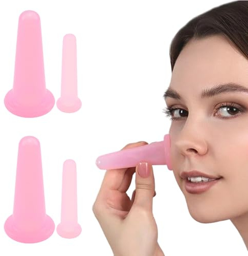 Schröpfgläser Silikon Set,4 Stk Schröpfen Gesicht,Face Cupping Set,Schröpfköpfe,Facial Cupping Therapy für Gesichtsmassage,Schröpfset,Anti-Cellulite Massage Schröpftherapie Tool für Muskelentspannung